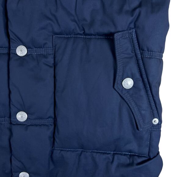 Levi’s Youth Puffer Vest M | Red Blue Sherpa Collar Fleece Lined Zip Snap Retro - Picture 8 of 14